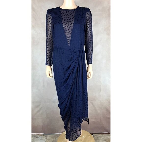 Inspr Dresses & Skirts - Blue Polka Dot Illusion Maxi Dress NWT M